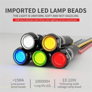 22-28V 8mm Water Clear Yellow LED Indicator Light With 20cm Cable - 5