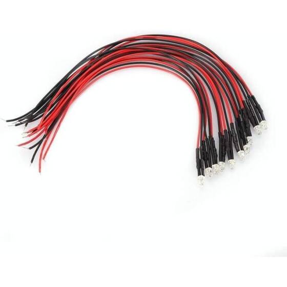 220V 3mm White LED Indicator Light With 20cm Cable - 1