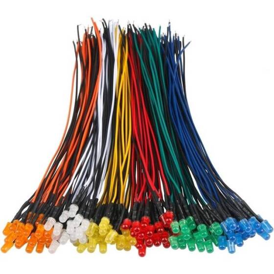 220V 5mm Red LED Indicator Light With 20cm Cable - 1