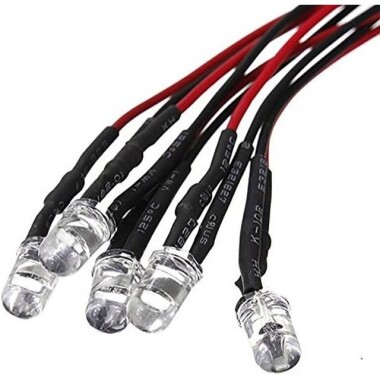 220V 5mm White LED Indicator Light With 20cm Cable - 2