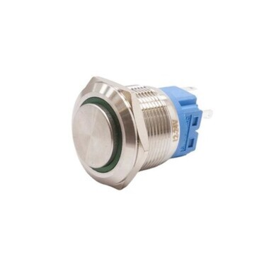 22B-G1-E 22mm Protruding Spring Illuminated Metal Button - Green - Görsu Elektronik
