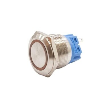 22B-P1Z-E 22mm Flat Key Illuminated Metal Button - Yellow - Görsu Elektronik