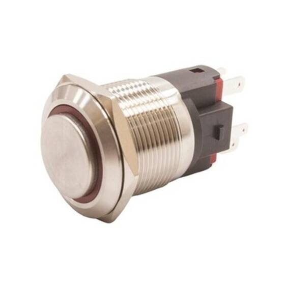 22E-G1Z-E 22mm Protruding Key Illuminated Metal Button - Red - 1