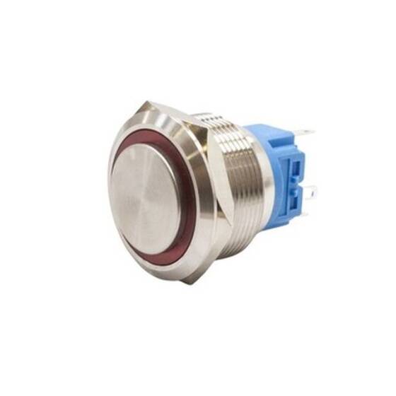 25B-G1-E 25mm Protruding Spring Illuminated Metal Button - Red - 1