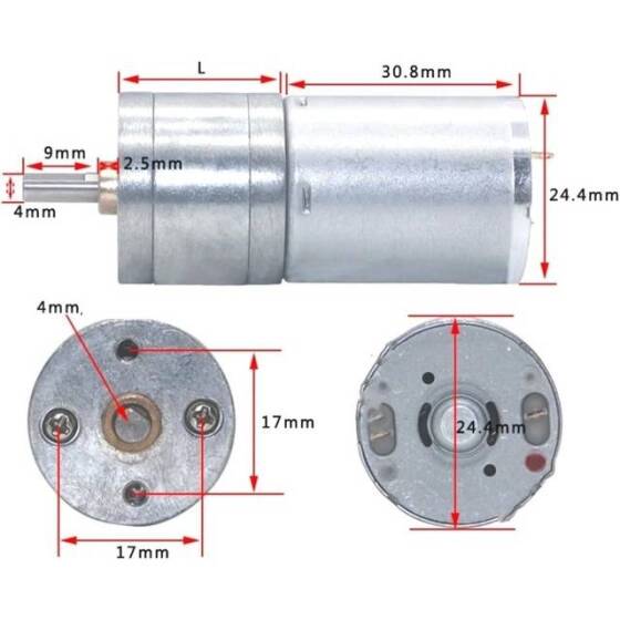 25GA-370 6V 60RPM DC Reducer Gear Motor - 5