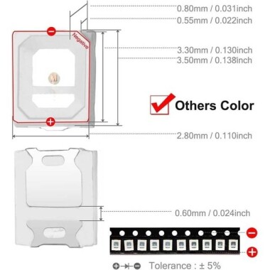 2835 0.2W SMD LED Cold White - 2