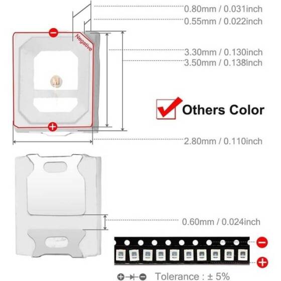2835 0.2W SMD LED Cold White - 2