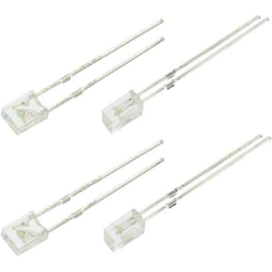 28mm Leg 234 Rectangular LED Water Clear Yellow Use 2V 20mA - 1