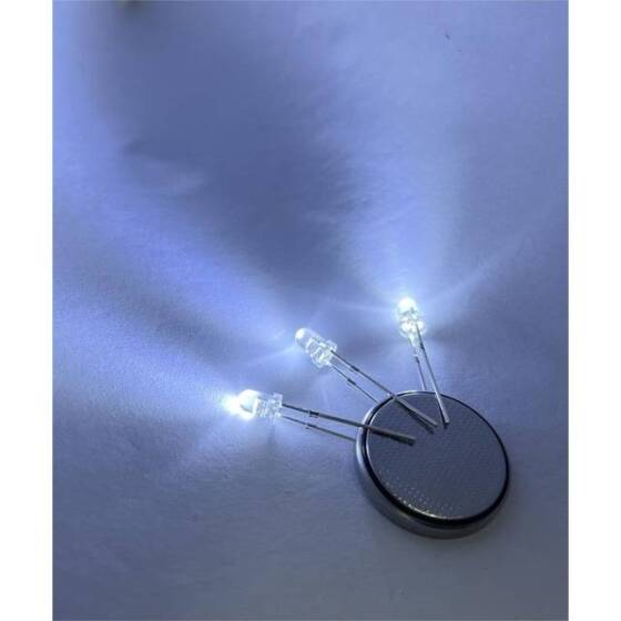 28mm Leg LED 3mm White Use 3V 20mA - 2