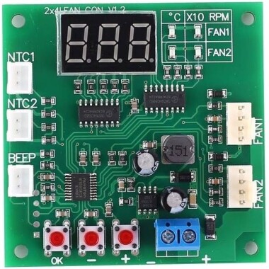 2CH 4 Wire Led Digital PWM Motor Speed Controller Fan Temperature Controller Buzzer Alarm DC 12V 24V 48V With 50CM Cable - 3