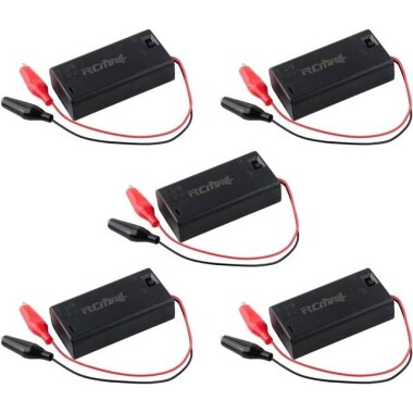 2x AA Battery Holder Box With Alligator Clips Switch And Cover - 1