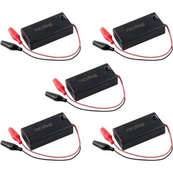 2x AA Battery Holder Box With Alligator Clips Switch And Cover - 1