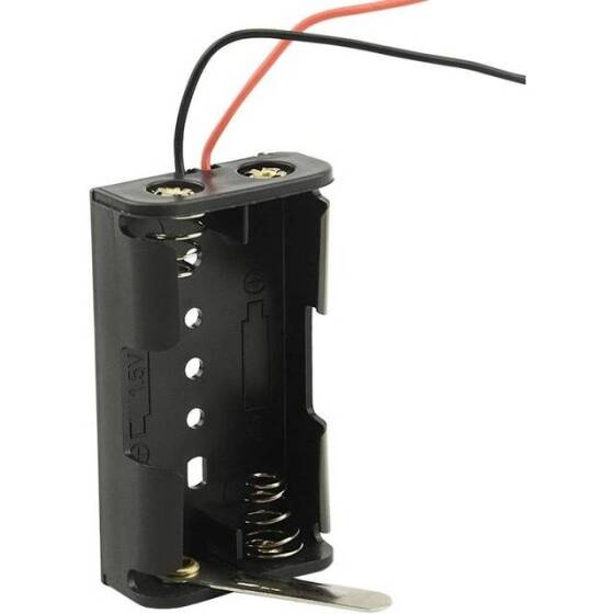 2x AA Battery Holder Box With Alligator Clips Without Cover - 3