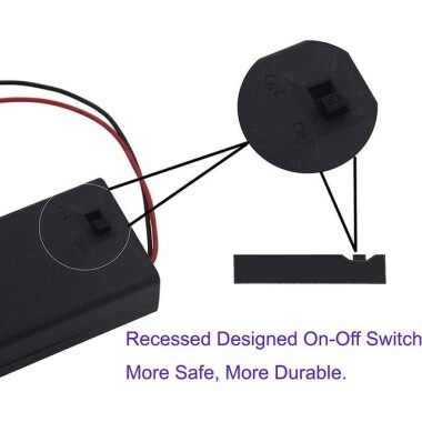 2x AA Battery Holder Box With Female Dupont Wire 1x2Pin With Switch And Cover - 3