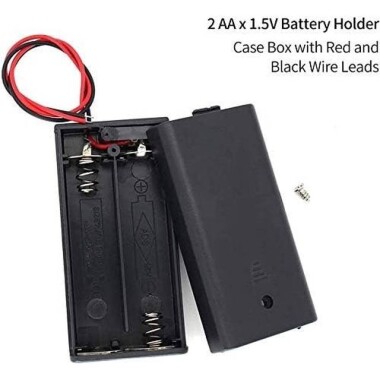 2x AA Battery Holder Box With Female Dupont Wire 1x2Pin With Switch And Cover - 4
