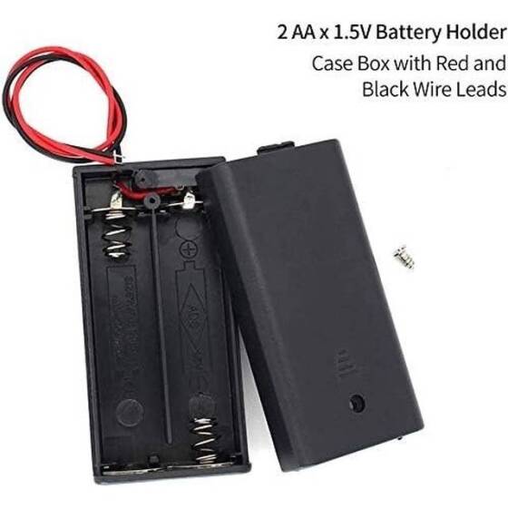 2x AA Battery Holder Box With Female Dupont Wire 1x2Pin With Switch And Cover - 4