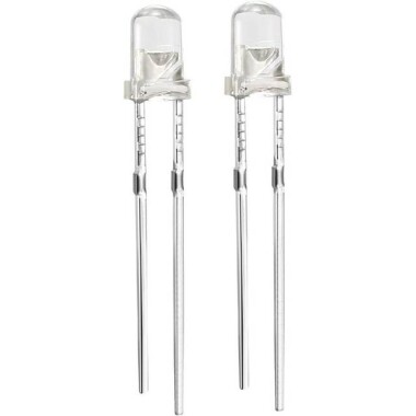 30-40V 3mm Water Clear Ice Blue LED Indicator Light With 20cm Cable - 2