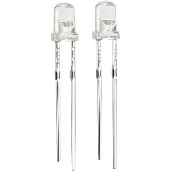 30-40V 3mm Water Clear Ice Blue LED Indicator Light With 20cm Cable - 2