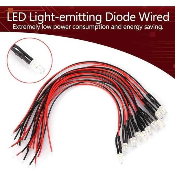 30-40V 5mm Blue LED Indicator Light With 20cm Cable - 3