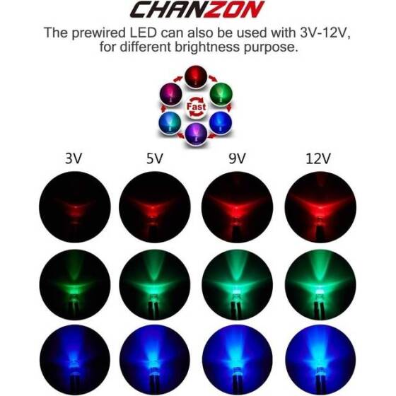 30-40V 5mm Water Clear RGB Quick Flash LED Indicator Light With 20cm Cable - 4