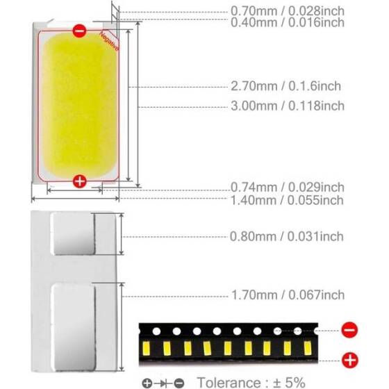 3014 0.2W SMD LED White - 3