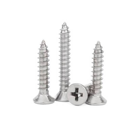 304 Stainless Steel Cross Recessed Countersunk Head Tapping Screws M1-0x4 - 3