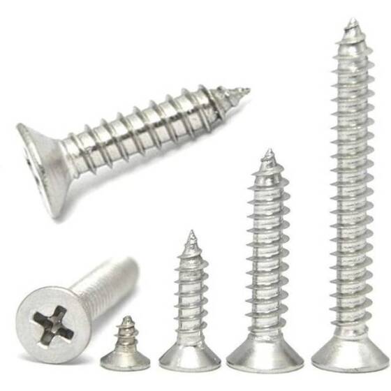 304 Stainless Steel Cross Recessed Countersunk Head Tapping Screws M1-4x4 - 2