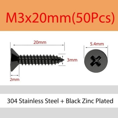 304 Stainless Steel Cross Recessed Countersunk Head Tapping Screws M3x20 - 2