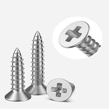 304 Stainless Steel Cross Recessed Countersunk Head Tapping Screws M3x35 - 4
