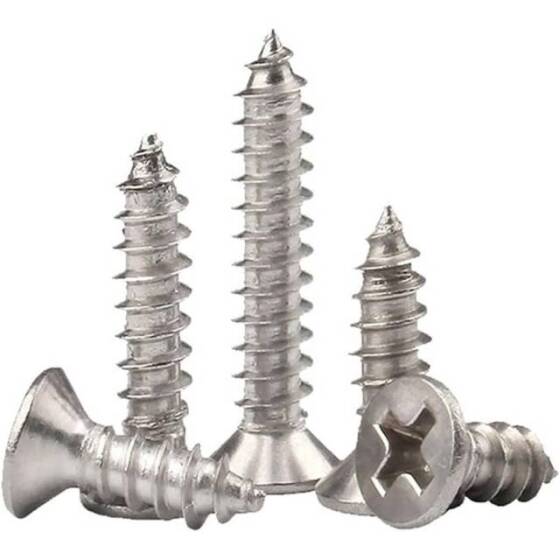 304 Stainless Steel Cross Recessed Countersunk Head Tapping Screws M3x40 - 2