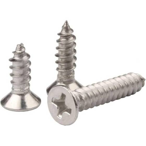 304 Stainless Steel Cross Recessed Countersunk Head Tapping Screws M3x40 - 3