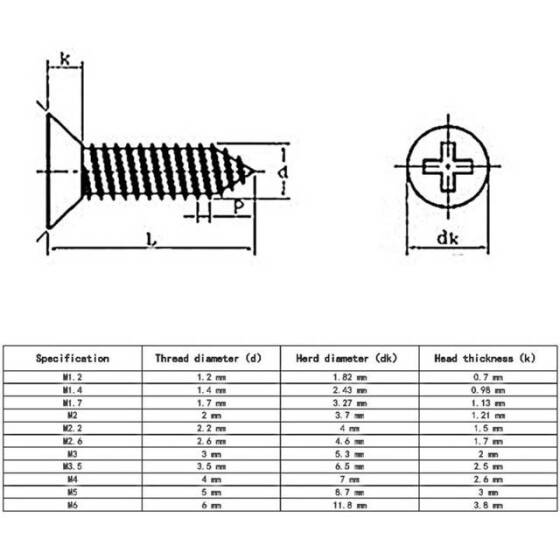 304 Stainless Steel Cross Recessed Countersunk Head Tapping Screws M3x40 - 4