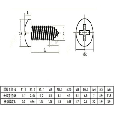 304 Stainless Steel Cross Recessed Pan Head Self-tapping screw M3 12mm - 2