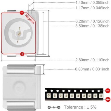 3528 (1210) SMD LED 395-400nm Purple - 3