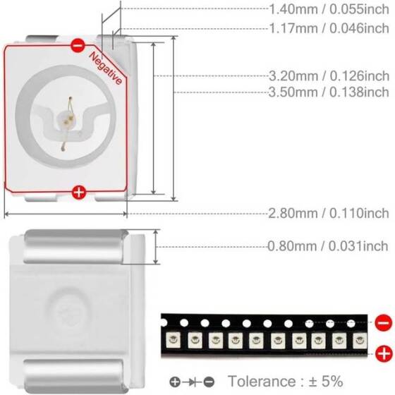 3528 (1210) SMD LED 395-400nm Purple - 3