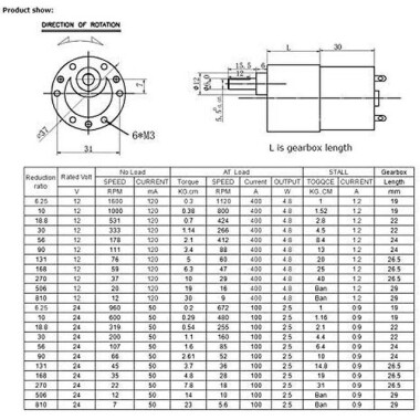 37GB-3530 DC6V 35RPM Reduction Motor - 3