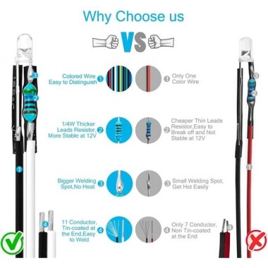 3V 3mm Water Clear Pure Green LED Indicator Light With 20cm Cable - 2