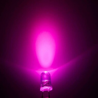 3V 5mm Water Clear Pink LED Indicator Light With 20cm Cable - 3