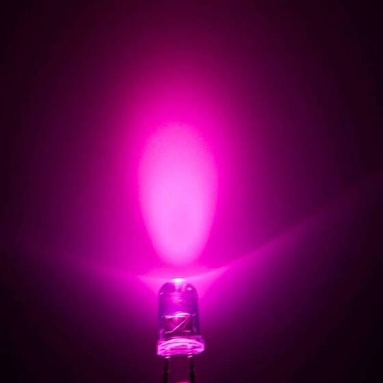 3V 5mm Water Clear Pink LED Indicator Light With 20cm Cable - 3