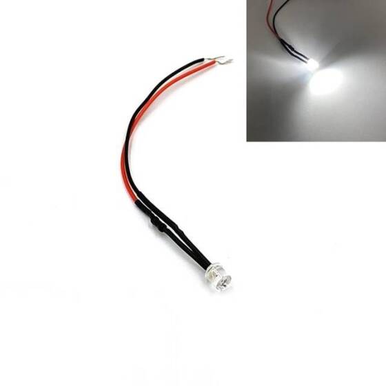 3V 5mm Water Clear Pure Green LED Indicator Light With 20cm Cable - 1