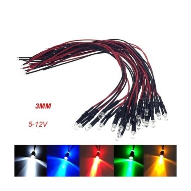 3V 5mm Water Clear RGB Slow Flash LED Indicator Light With 20cm Cable - 2