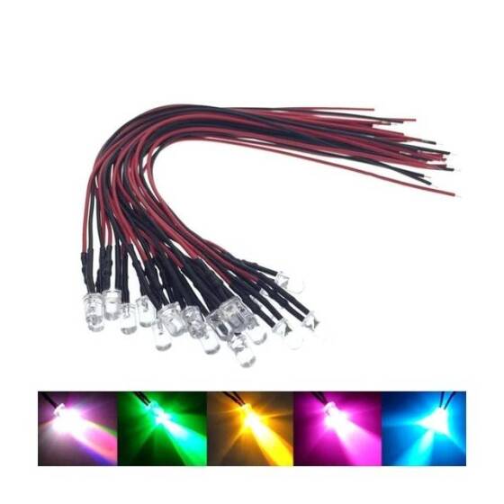3V 5mm Water Clear RGB Slow Flash LED Indicator Light With 20cm Cable - 3
