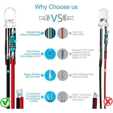 3V 5mm Water Clear RGB Slow Flash LED Metal Indicator Light With 20cm Cable - 2