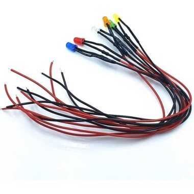 3V 5mm White LED Indicator Light With 20cm Cable - 5