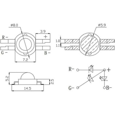 3W 4PIN SMD High Power LED Bulb RGB - 3