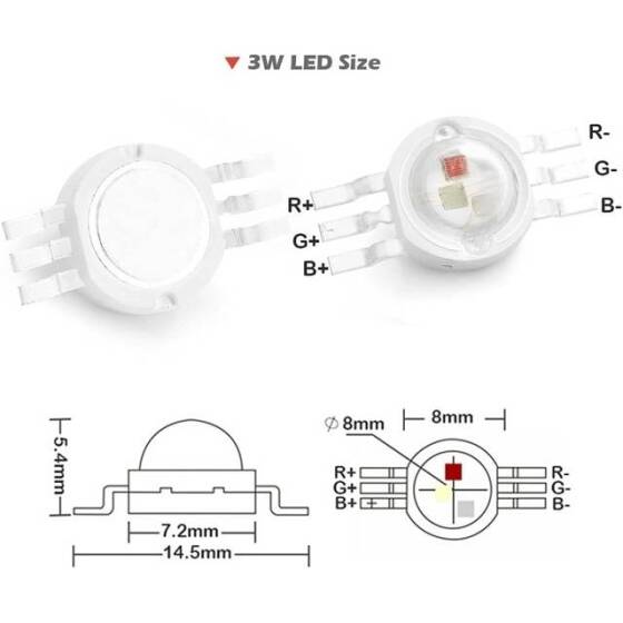 3W 6PIN SMD High Power LED Bulb RGB - 5