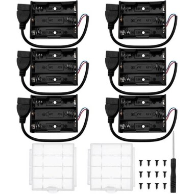 3x AA Battery Holder Box With Alligator Clips And Without Cover - 1