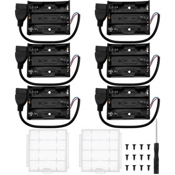 3x AA Battery Holder Box With Alligator Clips And Without Cover - 1