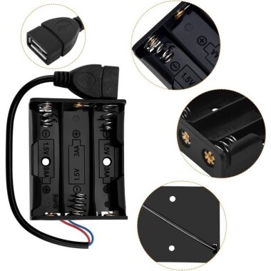 3x AA Battery Holder Box With Alligator Clips And Without Cover - 3