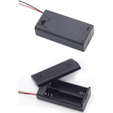 3x AA Battery Holder Box With Switch And Alligator Clips - 3